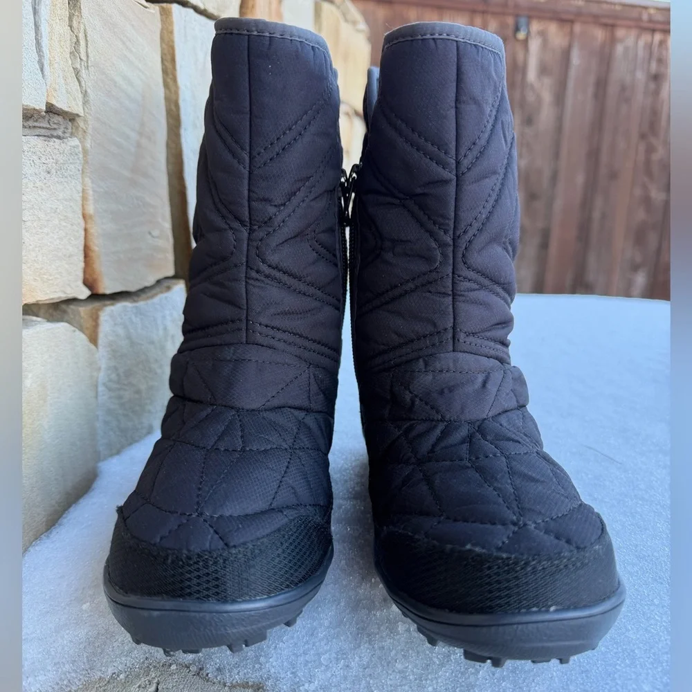 Columbia Minx Black Quilted Snow Rain Winter Boots Omni Heat water proof Sz-1. U